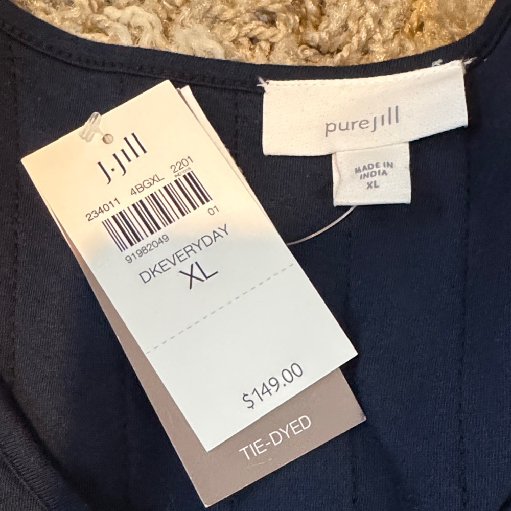 NWT J. Jill Pure Jill Navy Blue Tie-Dye Button-Up Cardigan size XL - Picture 8 of 17